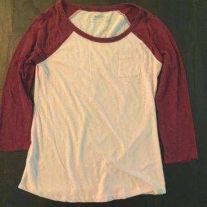 Light pink and violet Eddie Bauer 3/4 sleeve shirt